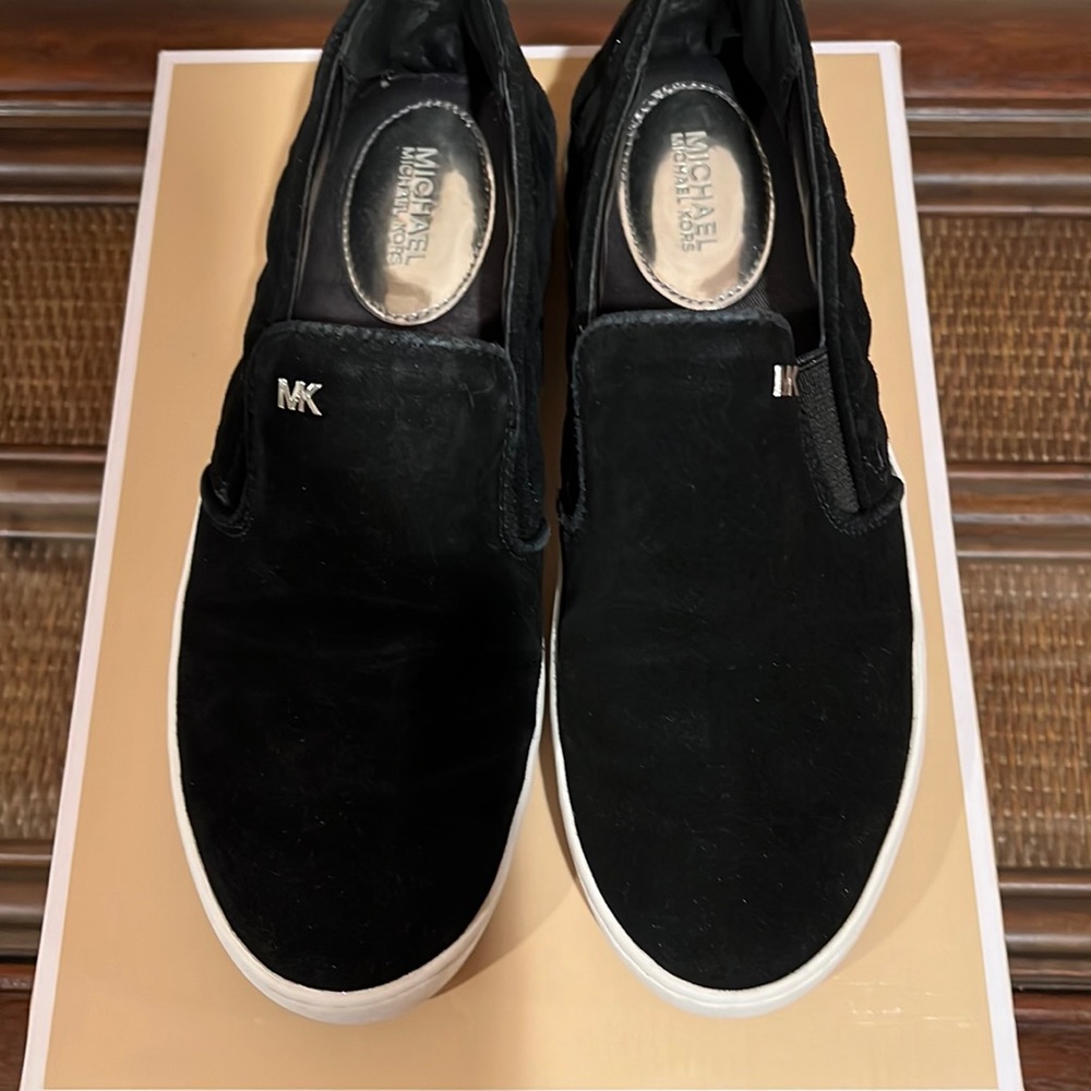 Black suede slip on